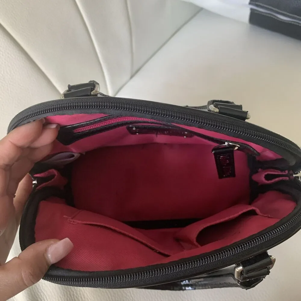 Loungefly Hello Kitty Black Patent Leather Domed Weekend Bag Purse